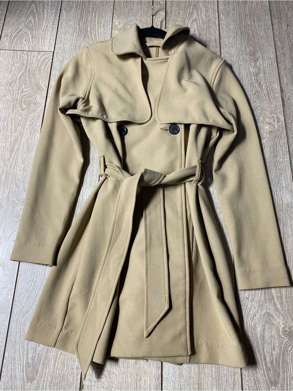 Abercrombie & Fitch Women Jacket Small Beige Drapey Trench Coat Double Breasted